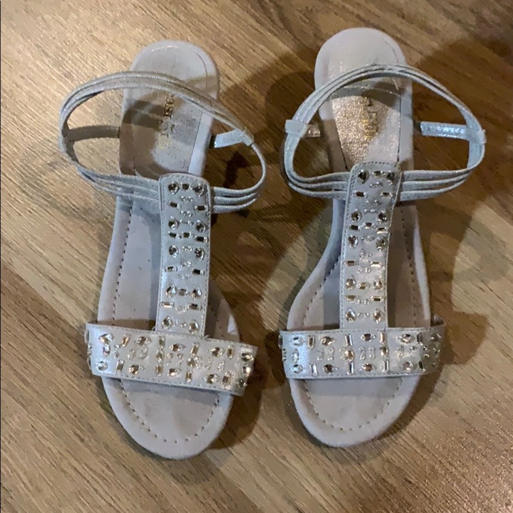 East 5th Silver/Jewel embellished Wedge Sandals